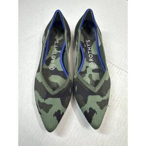 Rothy's Olive Green Camo Knit The Point Recycled Material Ballet Flats Size 7.5